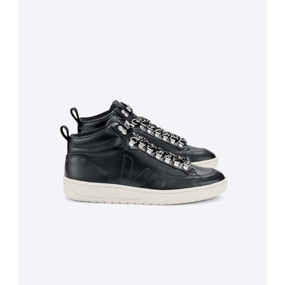 Veja RORAIMA LEATHER Women\'s High Tops Black/White | CA 355CTV